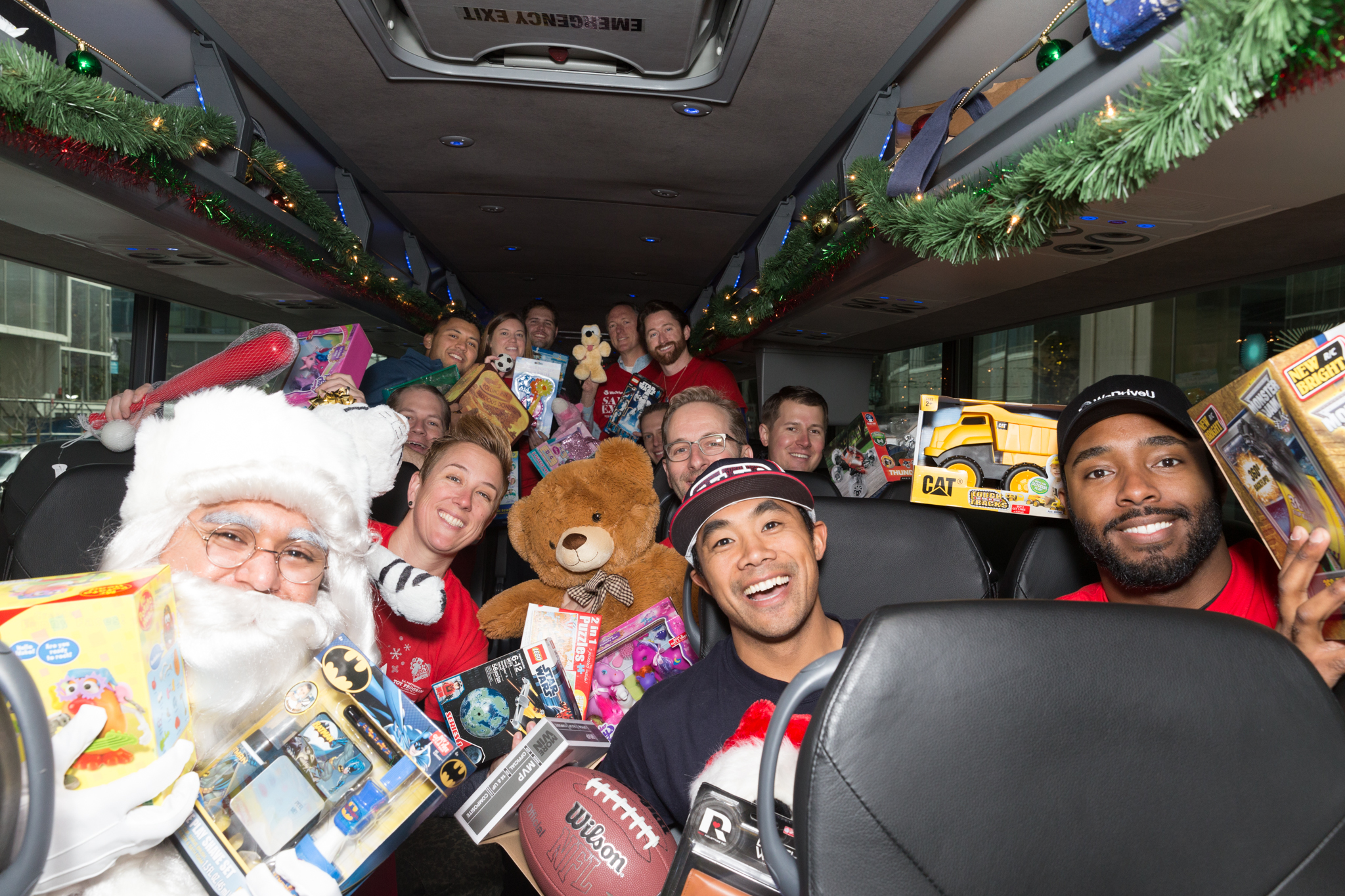 WeDriveU Stuff the Bus event at Salesforce San Francisco, CA benefiting SF Firefighters Toy Program 2016