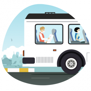 WeDriveU private shuttles for employees safe distancing onboard