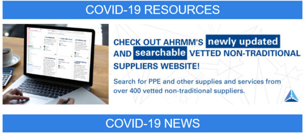 AHRMM Hospital COVID-19 supplier resources banner