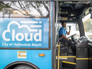 Hallandale Beach The Cloud EV Transit Service - WeDriveU Bus Driver Monique Ambush