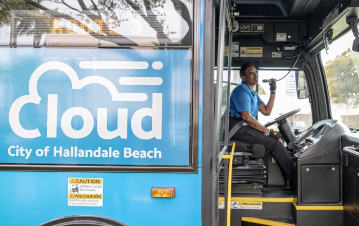 Hallandale Beach The Cloud EV Transit Service - WeDriveU Bus Driver Monique Ambush
