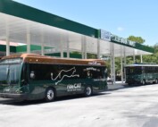 Image of Collier Area Transit bus in announcement about contract award to WeDriveU